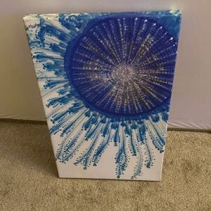 Abstract Blue Burst Canvas Wall Art